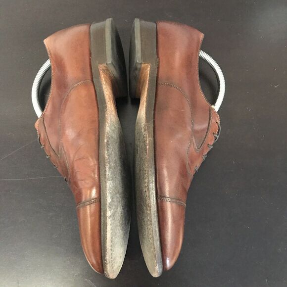 Limited Collection Johnston Murphy Cognac Brown Leather Dress Cap Toe Oxford 9 - Picture 6 of 16